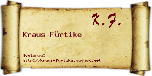 Kraus Fürtike névjegykártya
